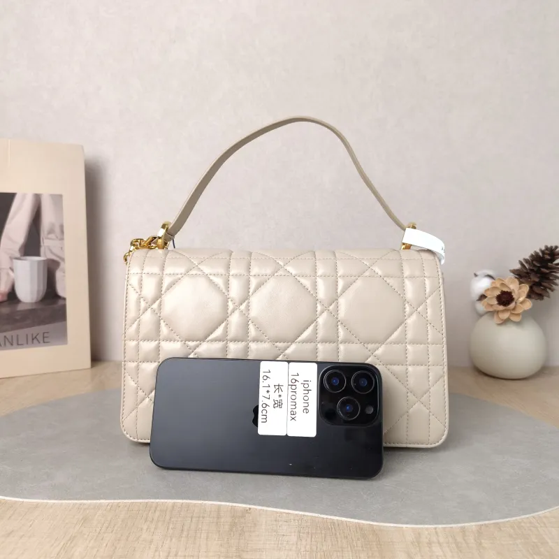 DIOR Crossbody Bag Caro Chain Bag Taupe Lambskin Medium 25.5 × 9 × 15.5 cm — cover view 3 of 6