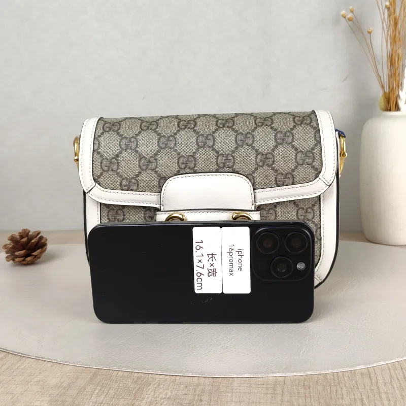 GUCCI Crossbody Bag Horsebit 1955 Horsebit Small White Monogram PVC Small 20.5 × 5 × 14.5 cm — cover view 4 of 5