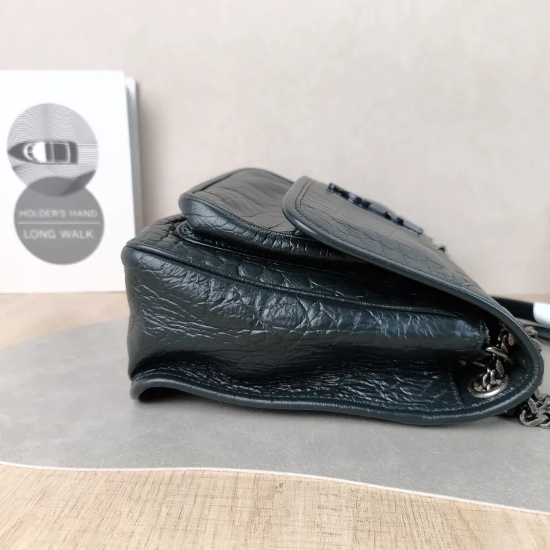 SAINT LAURENT Crossbody Bag Niki D Green Calfskin Medium 28 × 8.5 × 20 cm — detail view 7 of 11