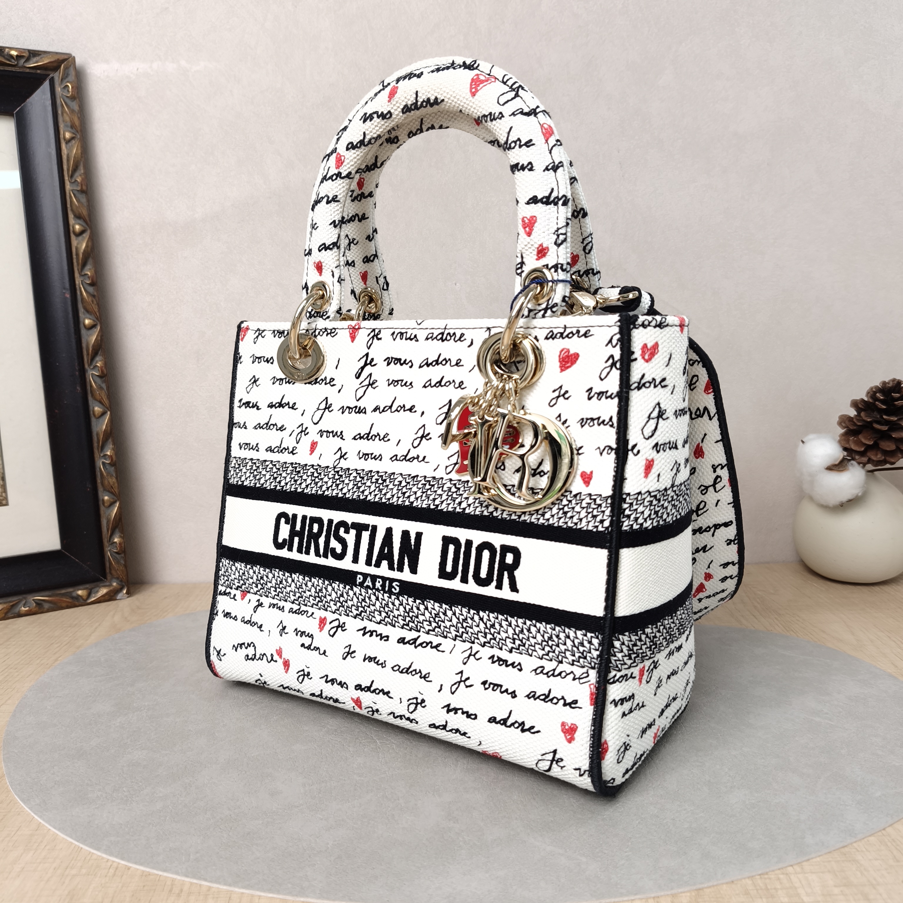 DIOR Top Handle Bag Lady Lady Dior Bag Colorblock Canvas Medium24 × 12 × 21 cm — cover view 6 of 6