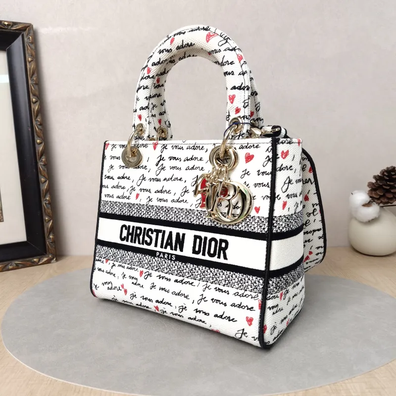 DIOR Top Handle Bag Lady Lady Dior Bag Colorblock Canvas Medium24 × 12 × 21 cm — cover view 6 of 6
