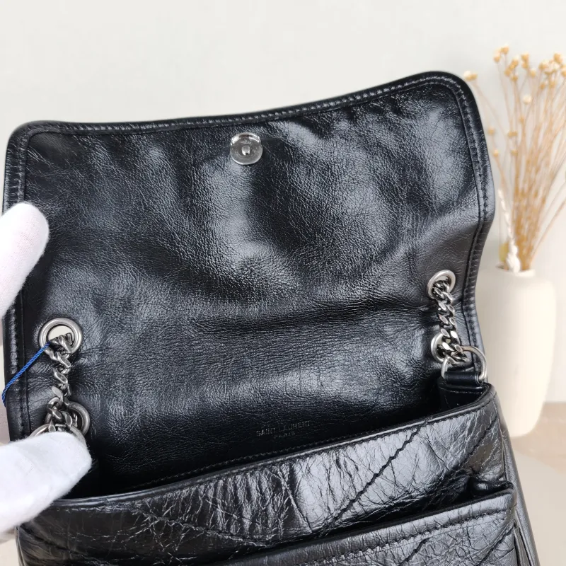 SAINT LAURENT Crossbody Bag Niki D Waxed Leather Calfskin Small 21 × 7.5 × 16 cm — detail view 8 of 13