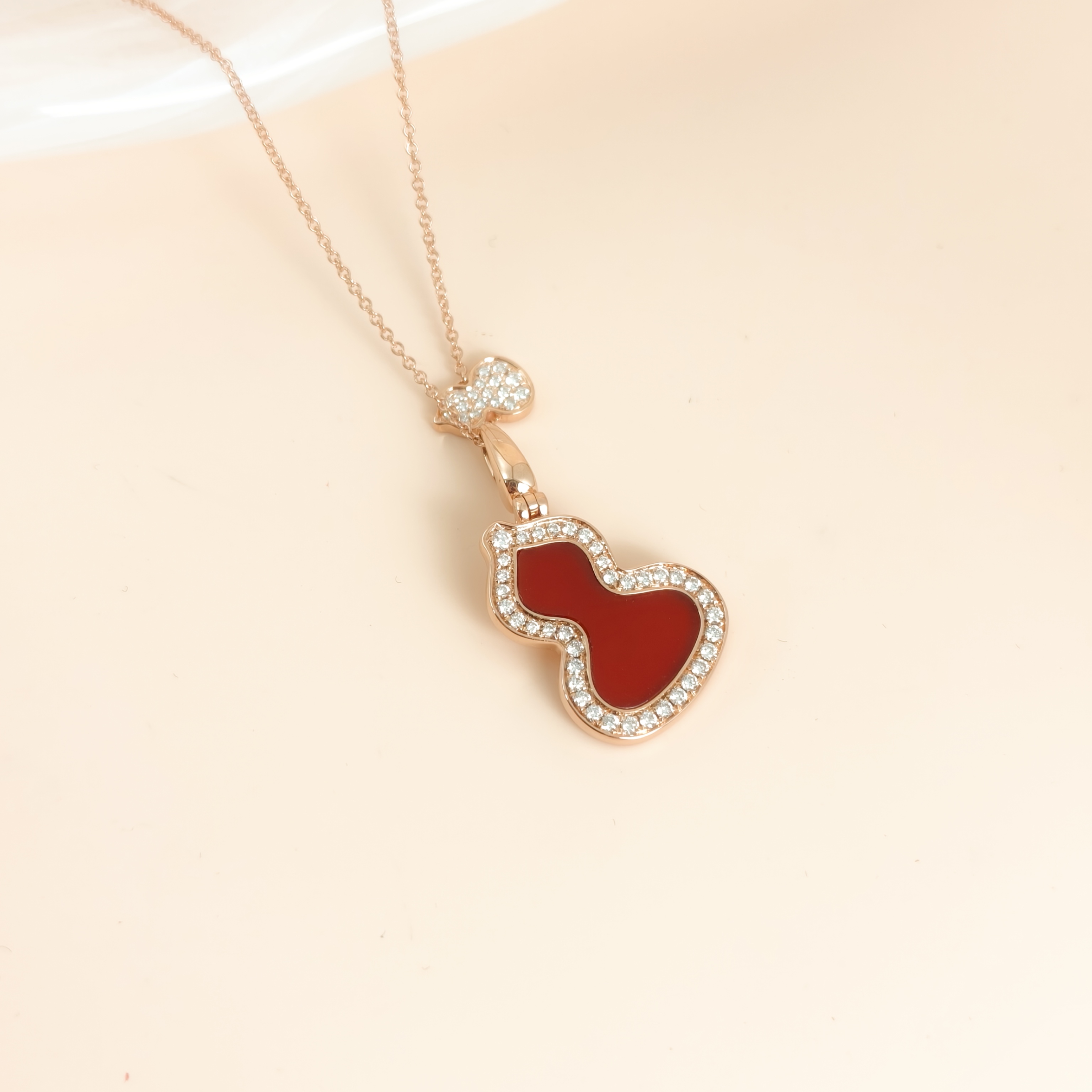 Qeelin Necklace Wulu Collection Necklace Red Agate Diamond18KR ose Gold Large41cm — cover view 9 of 10