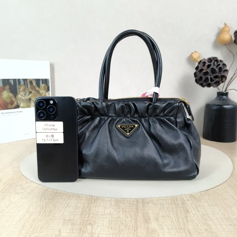 PRADA Crossbody Bag Black with Gold-Tone Hardware Crossbody Bag Black Lambskin One Size26 × 11 × 17 cm — cover view 3 of 5
