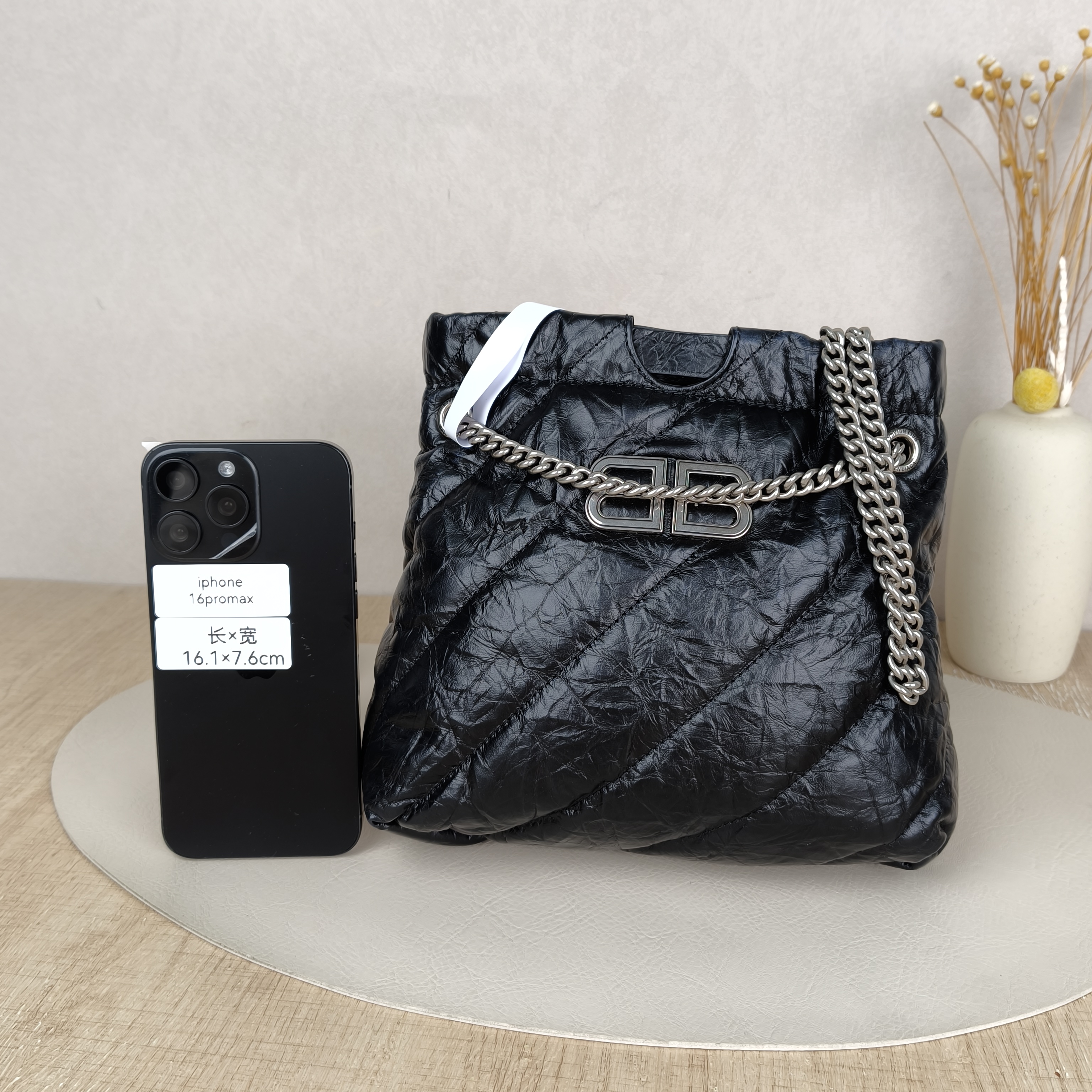BALENCIAGA Shoulder Bag Tote Bag Crush tote Black Calfskin XS XS20 × 8 × 20 cm — cover view 6 of 9