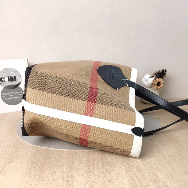 BURBERRY Top Handle Bag Tote Bag Brown Canvas 36 × 17 × 30 cm — detail view 4 of 15
