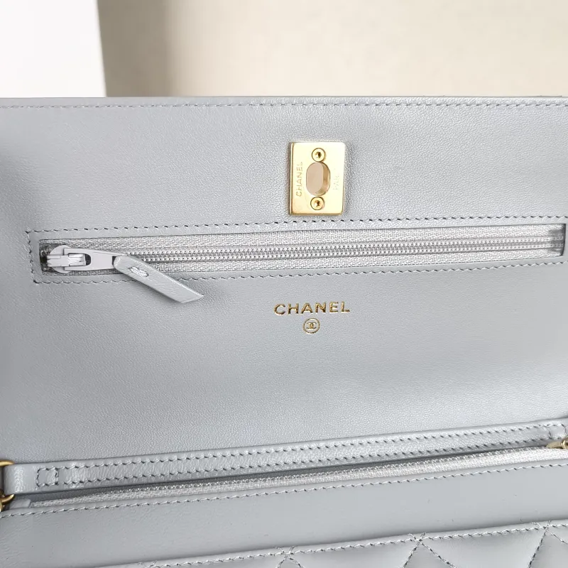 Chanel Crossbody Bag Classic Flap WOC CF WOCWOC Bag Grey Lambskin 19.2 × 3.5 × 12.3 cm Microchip Edition — detail view 1 of 14