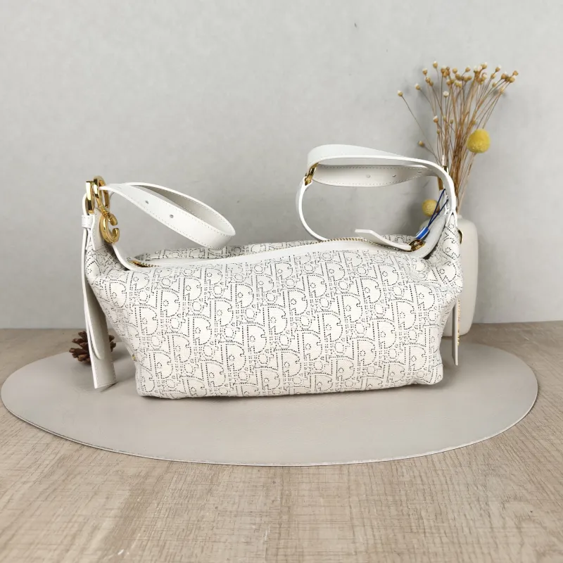 DIOR Shoulder Bag D-Journey Shoulder Bag Hobo White Black Canvas Small25.5 × 14 × 14.5 cm