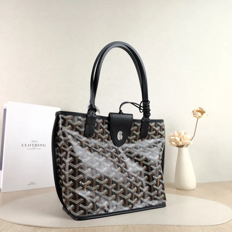 GOYARD Top Handle Bag ANJOU Shopping Tote Black ine Canvas Mini 19.5 × 9 × 19.5 cm — cover view 5 of 5