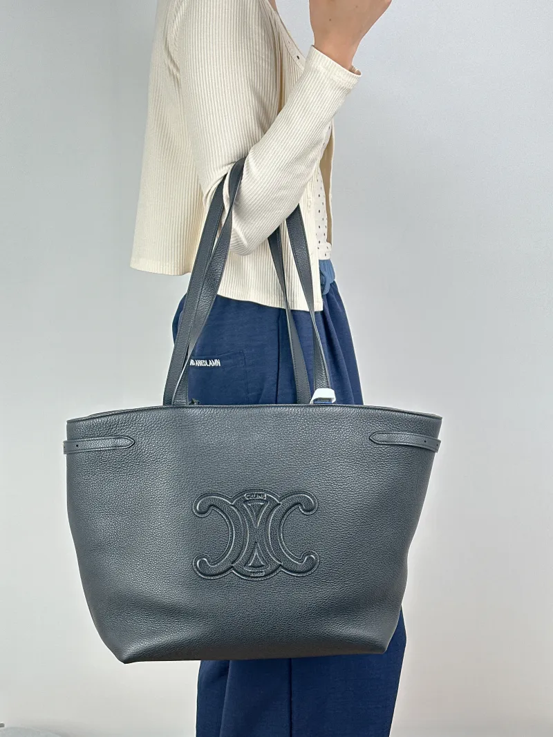 CELINE Shoulder Bag Cabas Anais Tote Bag Black Calfskin Small28 × 12 × 24 cm — on-model view 2 of 2
