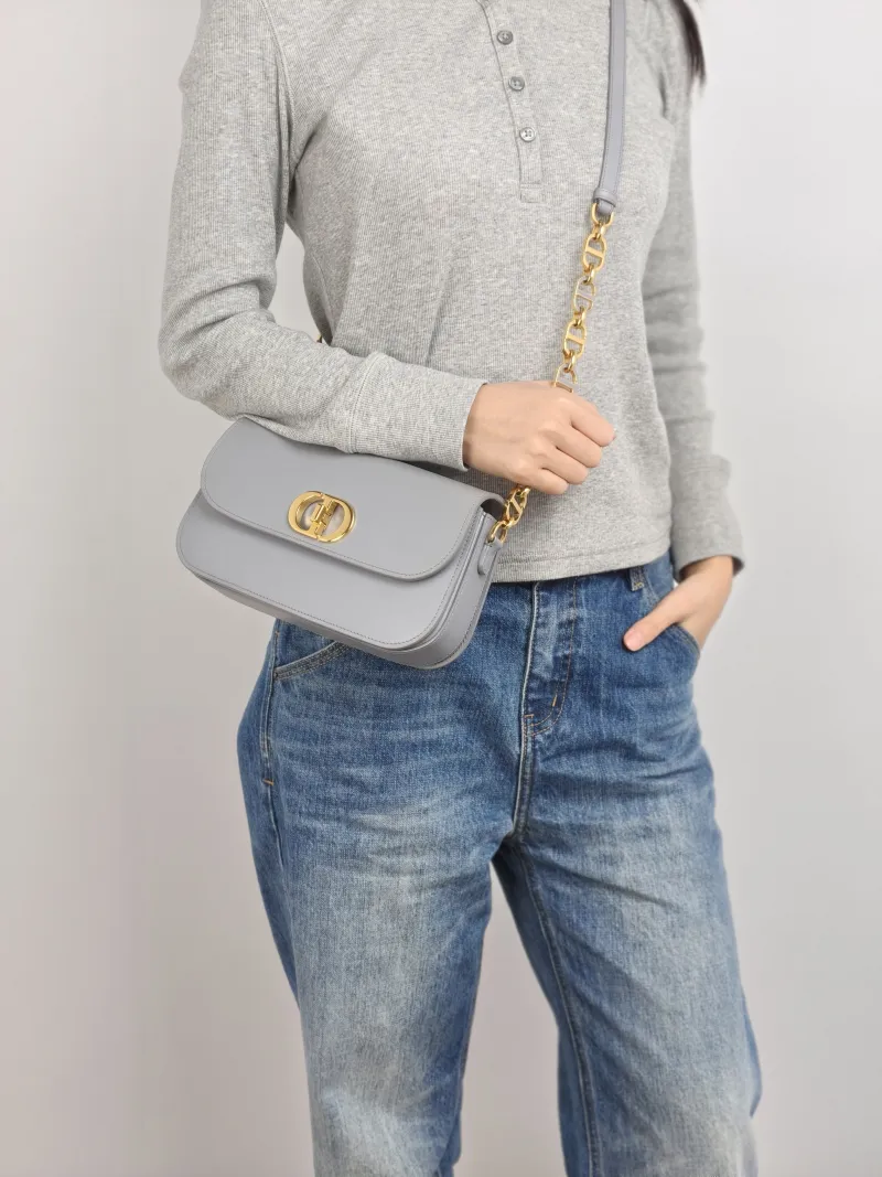 DIOR Crossbody Bag 30Montaigne 30 Avenue Grey Calfskin Small 23 × 6.5 × 13 cm — on-model view 2 of 2