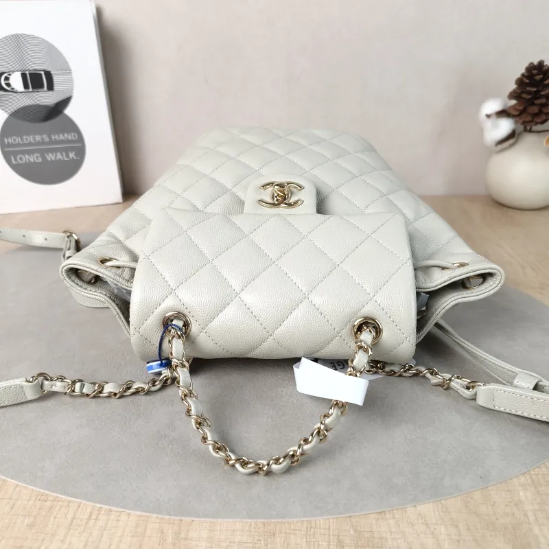Chanel Backpack23s Backpack Grey Grained Calfskin Small18 × 10 × 23 cm — detail view 8 of 13