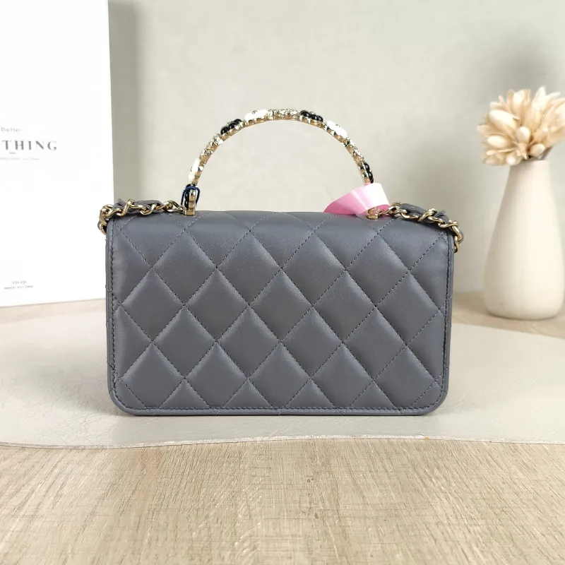 Chanel Crossbody Bag woc Dark Grey Lambskin Mini 17 × 4 × 10 cm — cover view 4 of 5