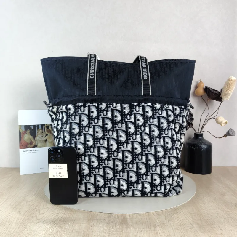 DIOR Shoulder Bag Shoulder Bag Black Monogram Nylon One Size 37 × 13 × 43 cm — cover view 2 of 5