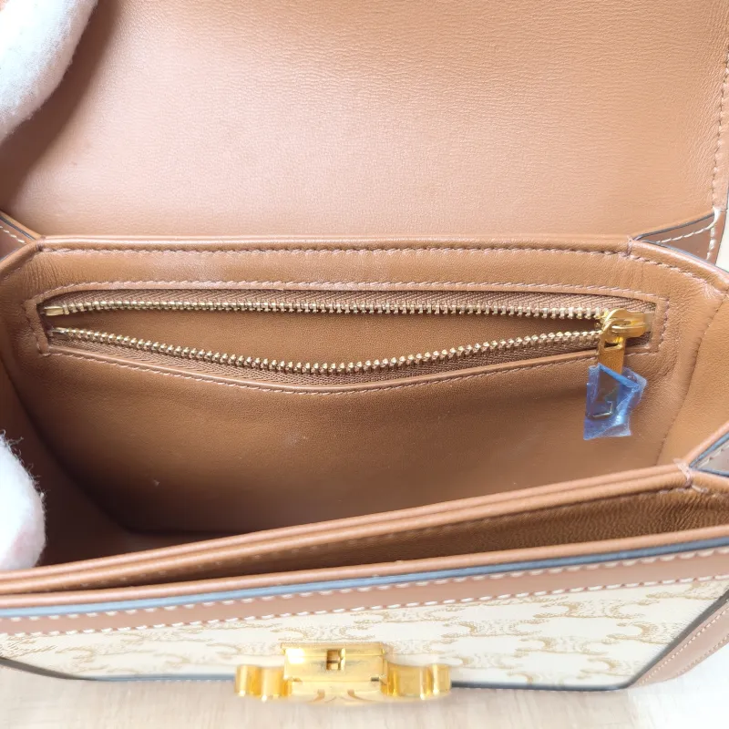 CELINE Crossbody Bag Teen Triomphe White PVC Small18.5 × 6 × 14 cm — detail view 4 of 16