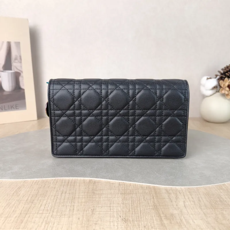 DIOR Shoulder Bag Chain Shoulder Crossbody Bagwoc Black Lambskin One Size 21.5 × 4 × 12.5 cm