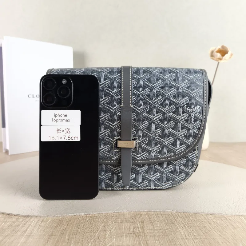 GOYARD Crossbody Bag BELVEDERE Messenger Bag Grey PVC Small 22 × 7 × 16 cm — cover view 5 of 5