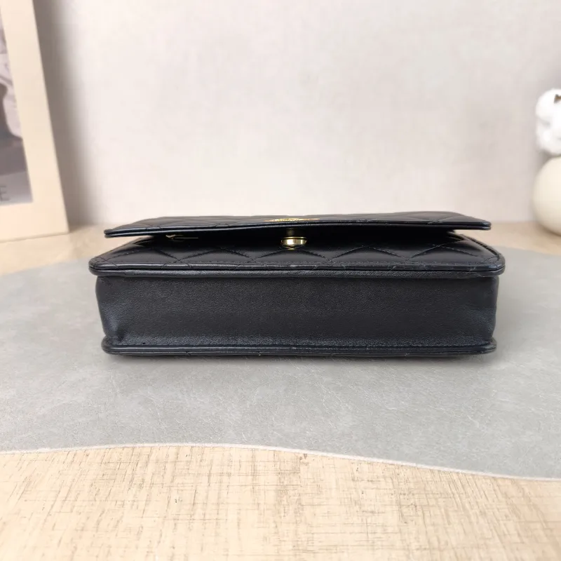 Chanel Crossbody Bag Classic Flap WOC CF WOCWOC Bag Black Grained Calfskin Mini 19.2 × 3.5 × 12.3 cm — cover view 6 of 6