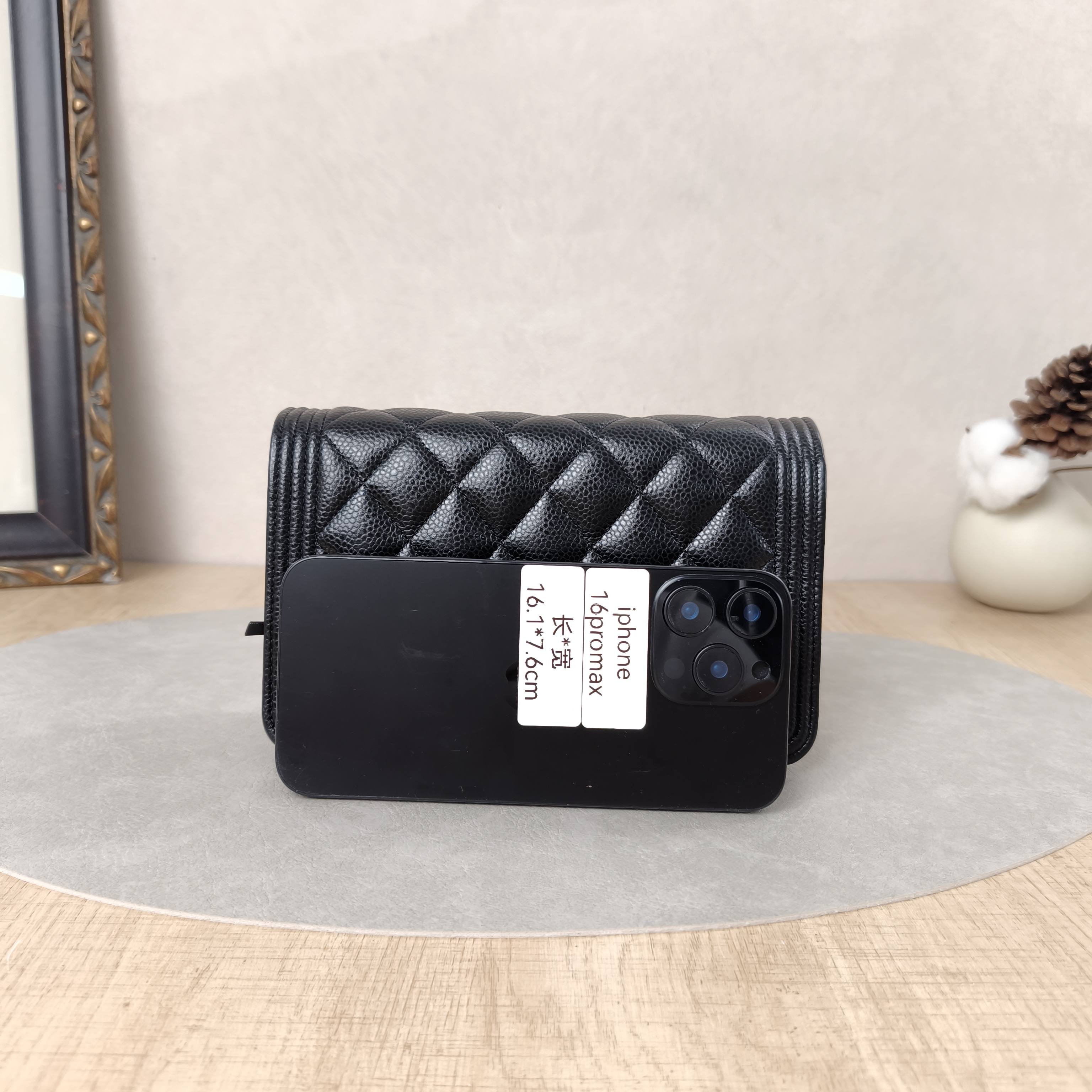 Chanel Crossbody Bag Le Boy WOC Black Grained Calfskinmini19.2 × 3.5 × 12.3 cm — cover view 3 of 6