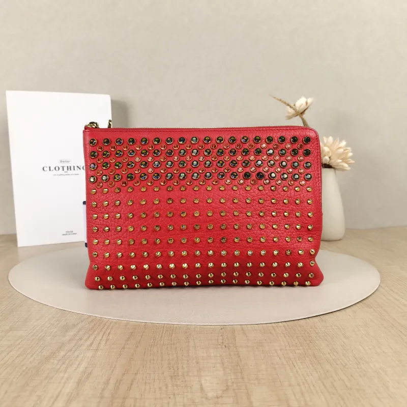 MCM Clutch Clutch Red Calfskin 28*19