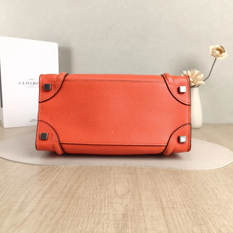 CELINE Top Handle Bag Luggage Micro Red Calfskin Medium26 × 13 × 27 cm — cover view 4 of 5