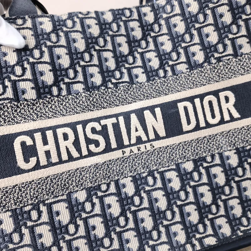 DIOR Shoulder Bag Book Tote Shoulder Strap Edition Blue Canvas · Calfskin Medium 36.5 × 16.5 × 28 cm — detail view 1 of 12