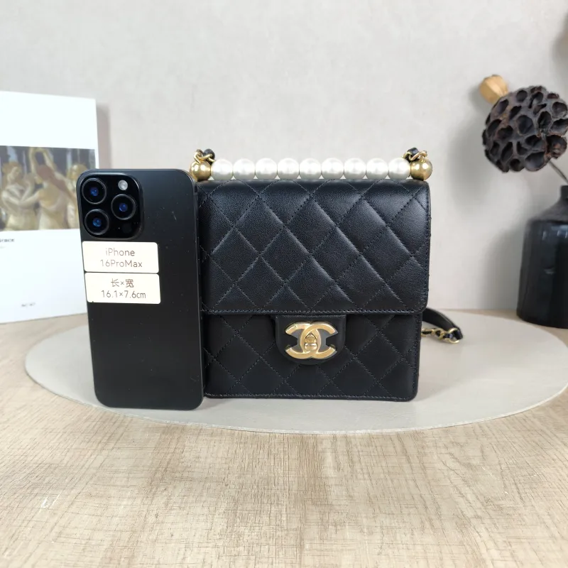 Chanel Crossbody Bag Pearl Crossbody Bag Black Calfskin One Size 15.5 × 5 × 15.5 cm 29 — cover view 6 of 6
