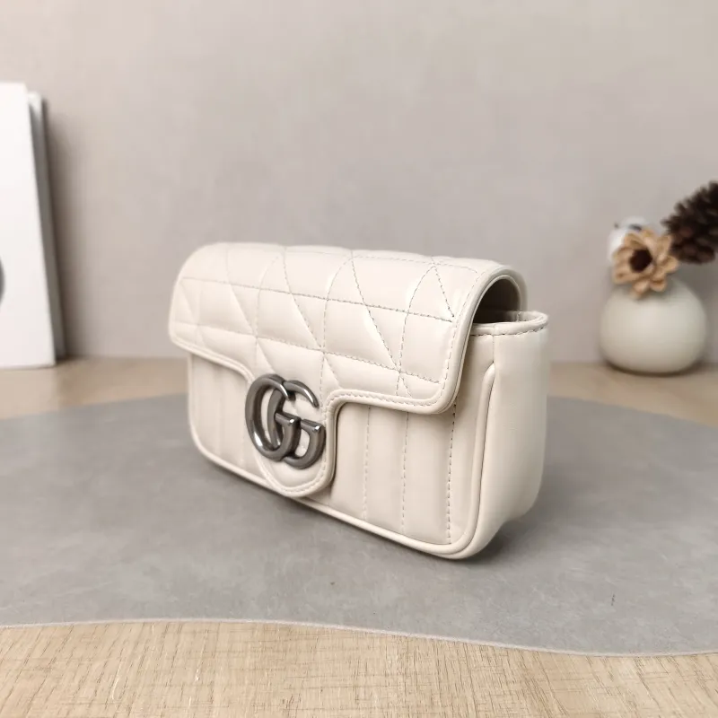 GUCCI Crossbody Bag GG Marmont Mini Marmont Mini White Calfskin Mini 16.5 × 4.5 × 9.5 cm — cover view 5 of 5