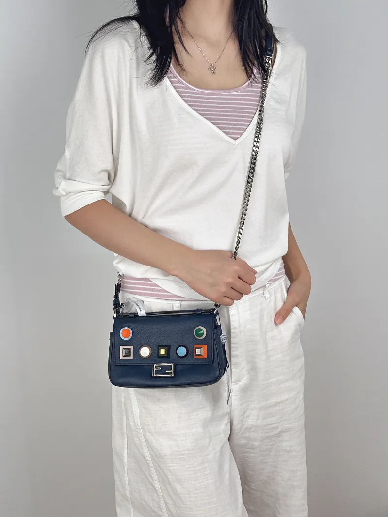 FENDI Crossbody Bag Crossbody Bag Blue Calfskinmini18 × 6 × 11 cm — on-model view 2 of 3
