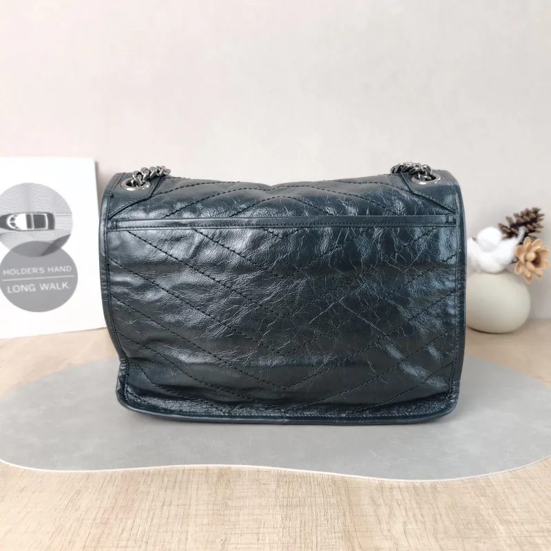 SAINT LAURENT Crossbody Bag Niki Green Waxed Leather Medium 28 × 8.5 × 20 cm — cover view 6 of 6