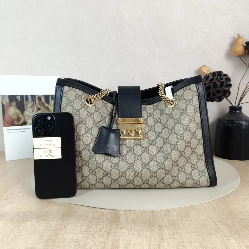 GUCCI Shoulder Bag Padlock Tote Black Monogram PVC 35 × 14 × 23.5 cm — cover view 2 of 5