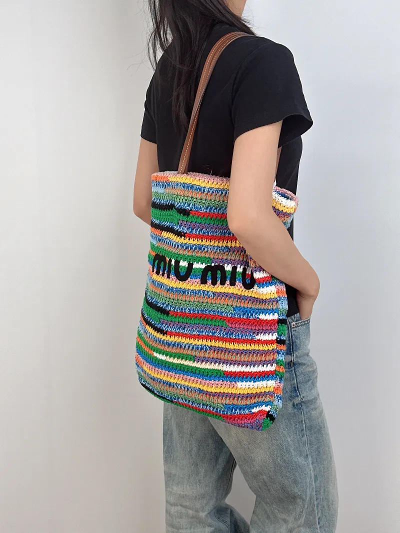 Miumiu Shoulder Bag Woven Woven One Size33*42 — on-model view 1 of 2
