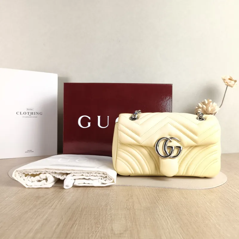 GUCCI Crossbody Bag GG Marmont Small Marmont 22 Yellow Lambskin Small 22 × 6 × 13 cm — cover view 4 of 6