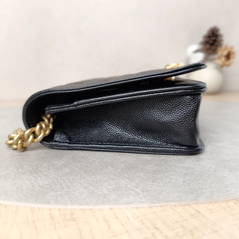 Chanel Crossbody Bag Le Boy​ WOC Black Grained Calfskinmini19.2 × 3.5 × 12.3 cm — detail view 12 of 15