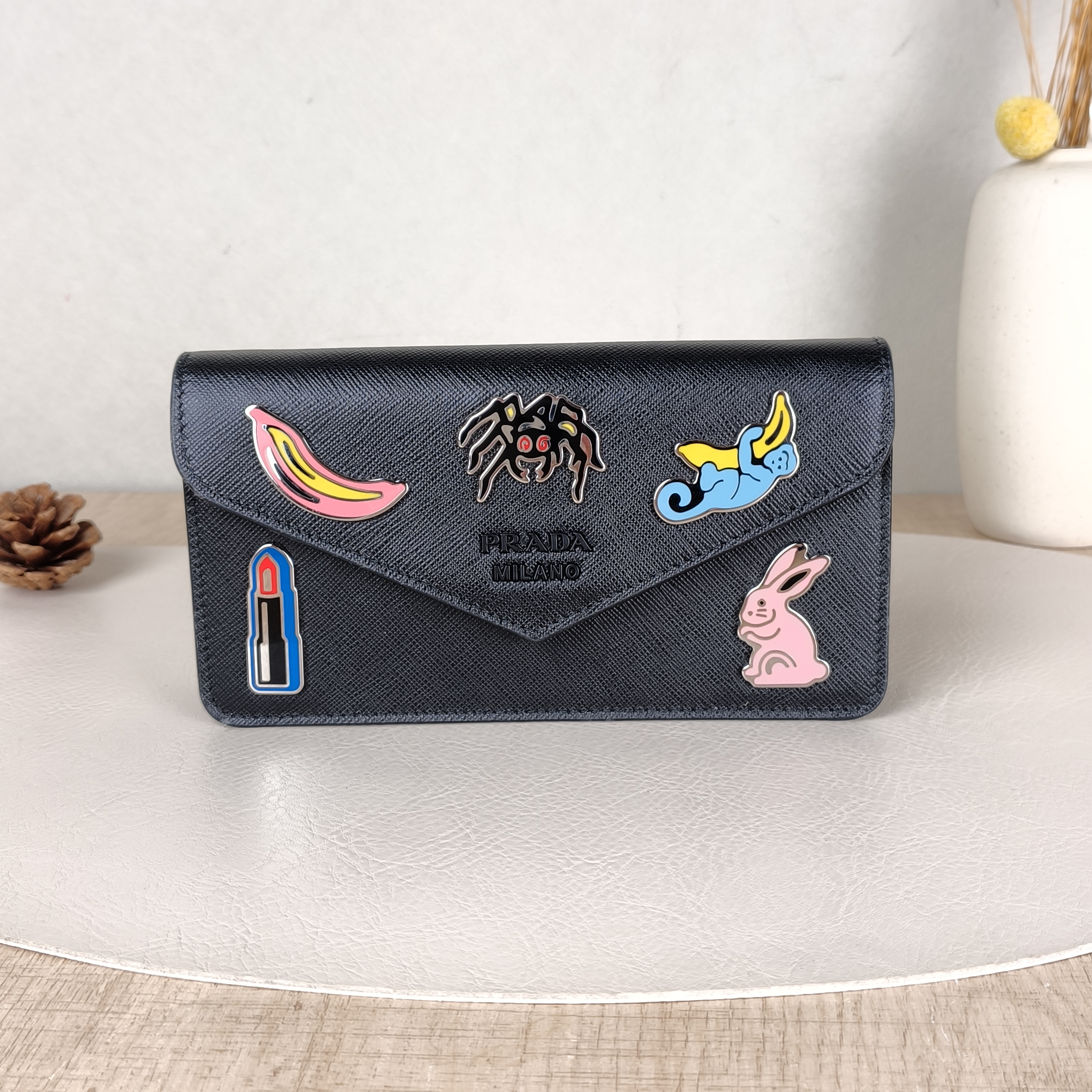 PRADA Shoulder Bag Shoulder Bagwoc Black Calfskin One Size18.5 × 3 × 10 cm