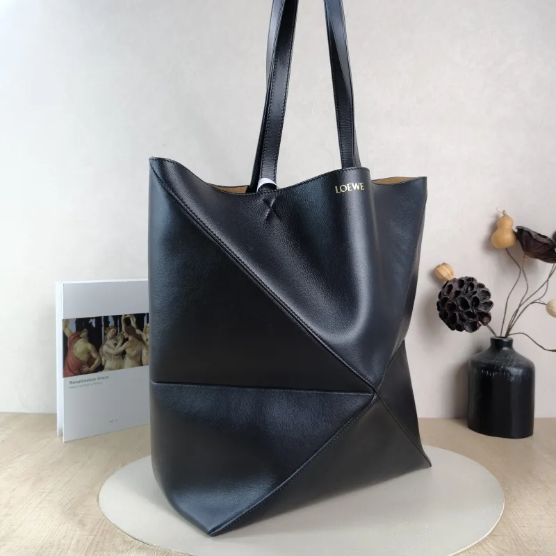 LOEWE Top Handle Bag Puzzle Fold Shopping Tote Black CC alfskin Large 42 × 41 × 18 cm — cover view 5 of 6