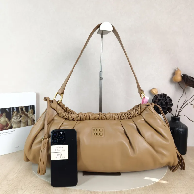 Miumiu Shoulder Bag Joie Shoulder Bag Caramel Lambskin One Size 52 × 10 × 23 cm — cover view 4 of 6