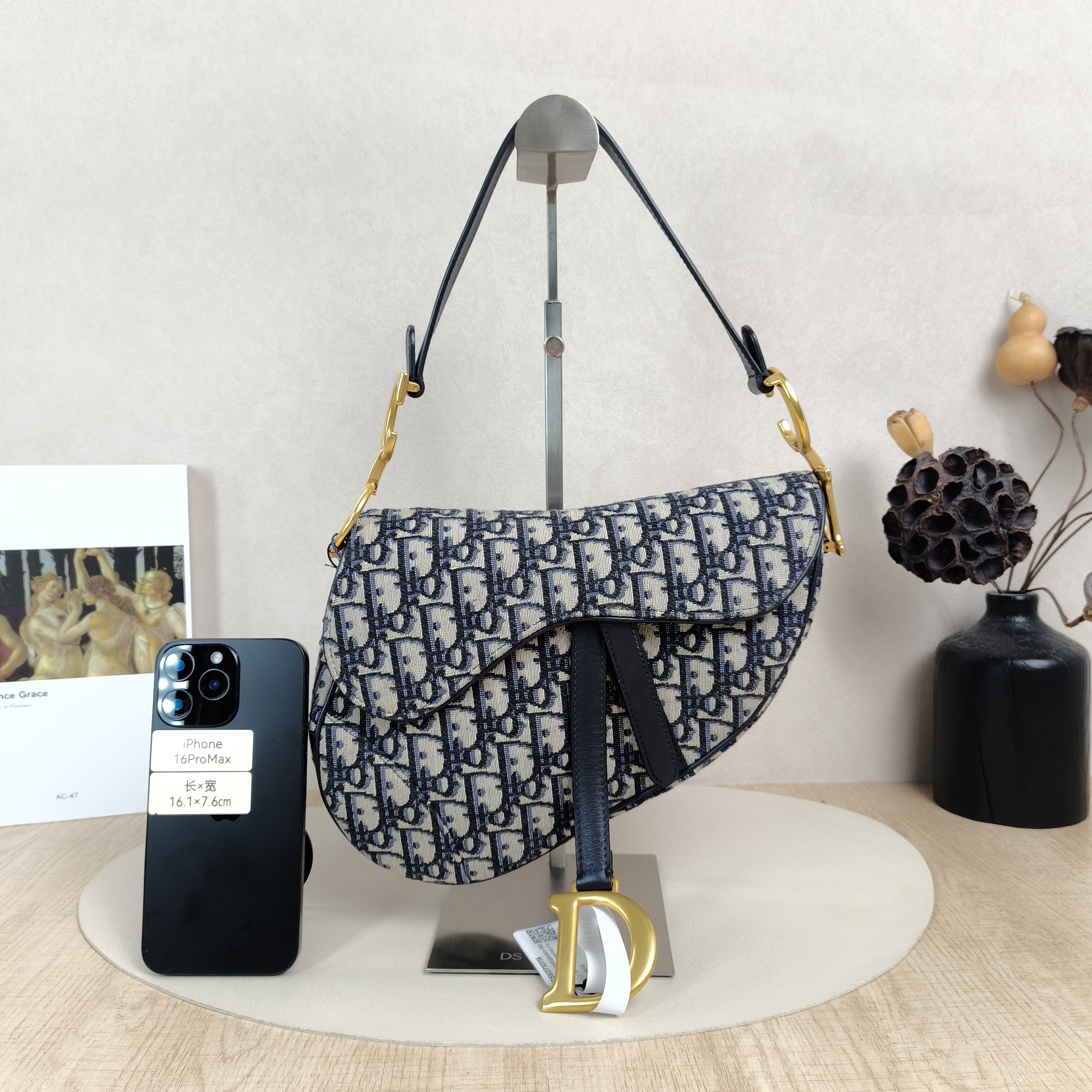 DIOR Crossbody Bag Saddle Shoulder Strap Edition Blue Canvas Medium25.5 × 6.5 × 20 cm — cover view 3 of 6