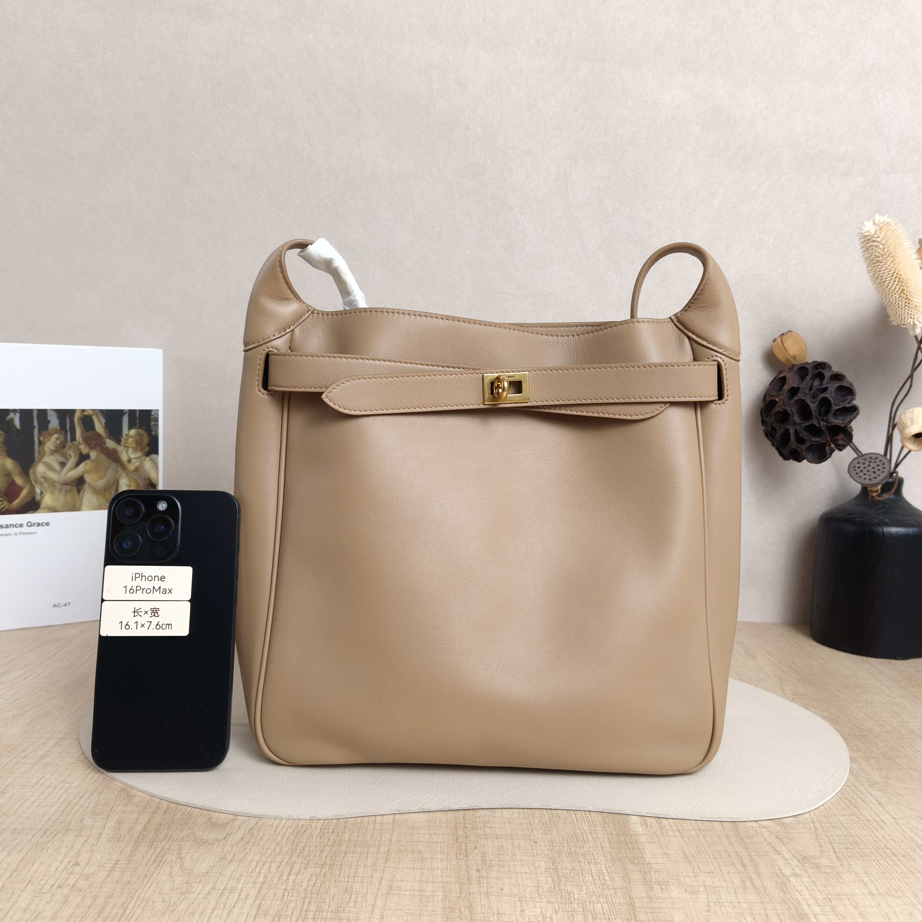 BALENCIAGA Crossbody Bagbel air Shoulder Crossbody Bag Gold Brown Calfskin Small25 × 10 × 27 cm — cover view 6 of 6