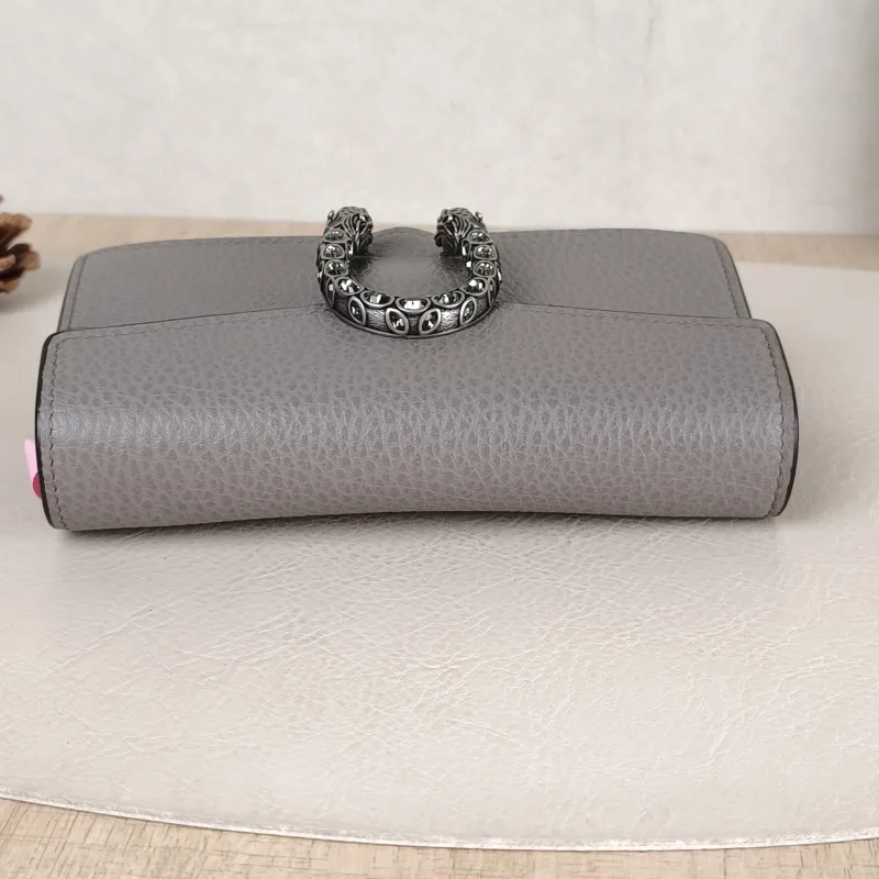 GUCCI Crossbody Bag Dionysus Grey Calfskin Mini 16.5 × 4.5 × 10 cm — detail view 3 of 14
