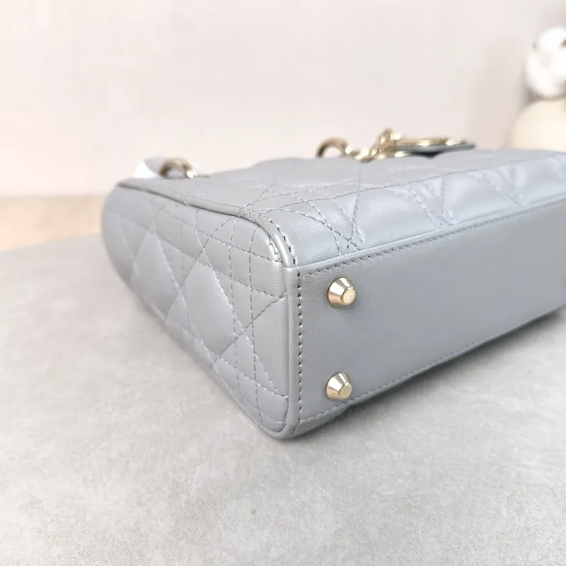 DIOR Crossbody Bag Lady Lady Dior Bag Grey Lambskin Mini 17 × 7 × 15 cm — detail view 1 of 12