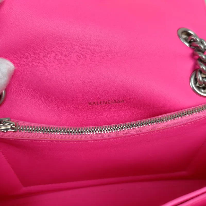 BALENCIAGA Shoulder Bag CRUSH Chain Bag Neon Pink Calfskin Small25 × 8 × 15 cm — detail view 13 of 14