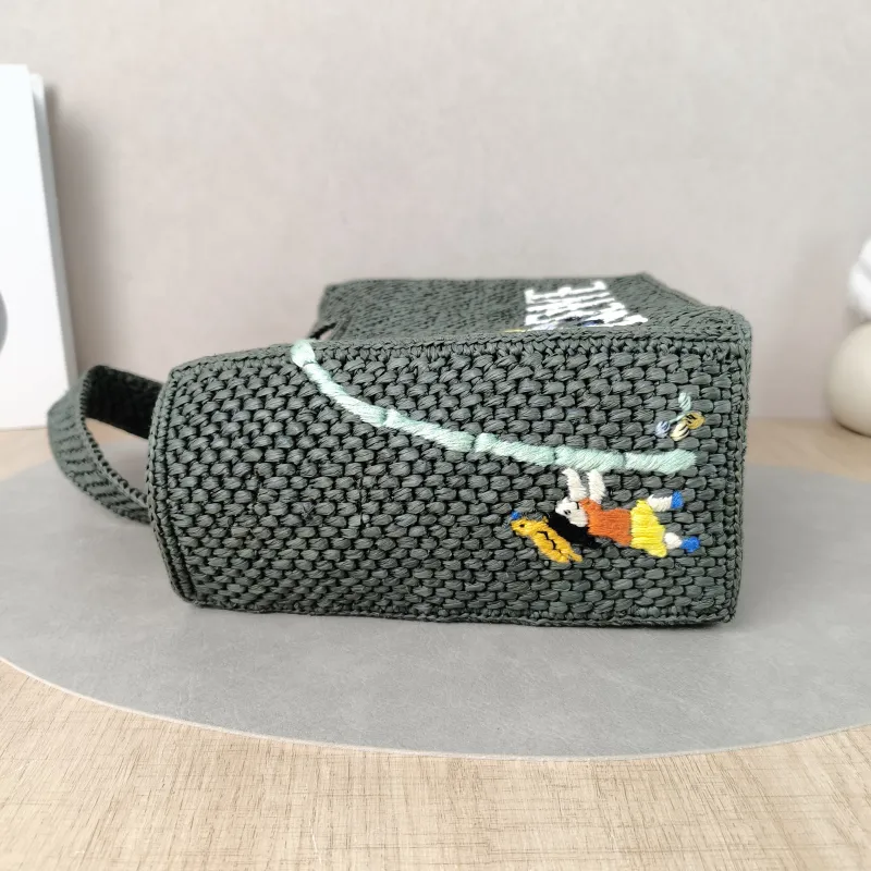 LOEWE Shoulder Bag Tote Bag Green Woven One Size 23 × 10 × 19 cm — detail view 7 of 12