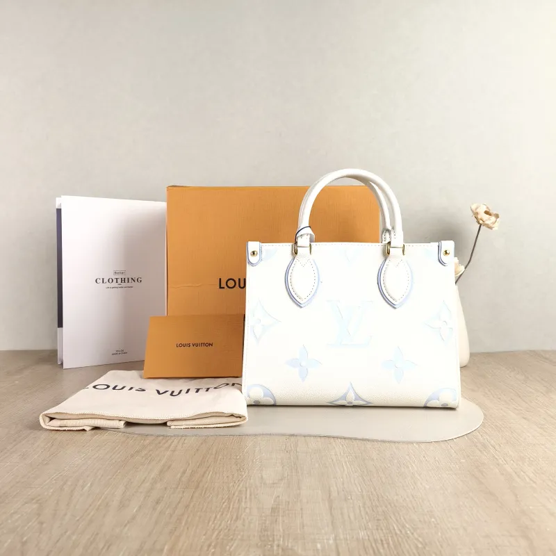 Louis Vuitton Shoulder Bag Onthego White · Blue Monogram Empreinte Embossed Calfskin Small 25 × 11.5 × 19 cm — cover view 2 of 6