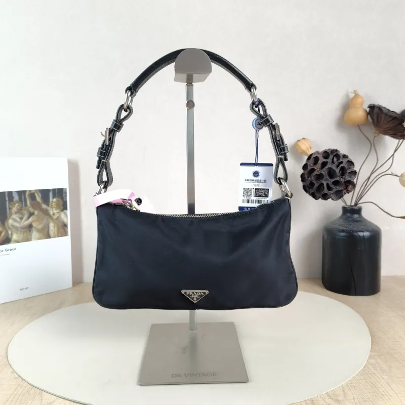 PRADA Shoulder Bag Black Nylon One Size 24 × 3.5 × 13 cm