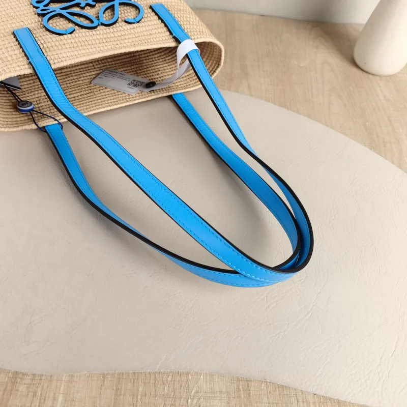 LOEWE Top Handle Bag basket anagram Blue Woven One Size 22 × 7 × 17 cm — detail view 1 of 9