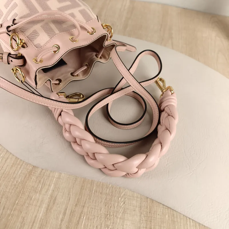 FENDI Crossbody Bag Mon Tresor Bucket Bag Pink Canvas Mini 12 × 10 × 18 cm — detail view 3 of 10