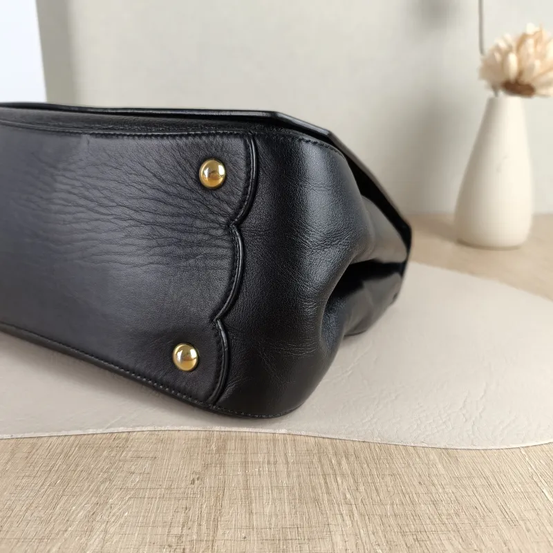 FERRAGAMO Shoulder Bag Black Calfskin 24.5 × 11.5 × 18 cm — detail view 8 of 13