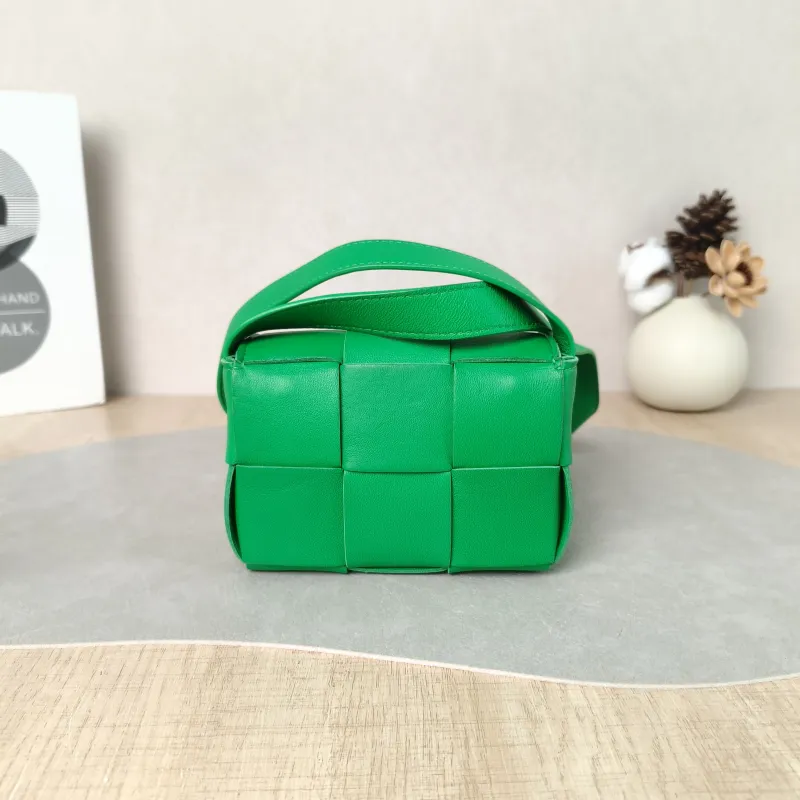 Bottega Veneta Crossbody Bag Cassette Woven Green Lambskin Mini 12 × 4 × 9 cm — cover view 4 of 6