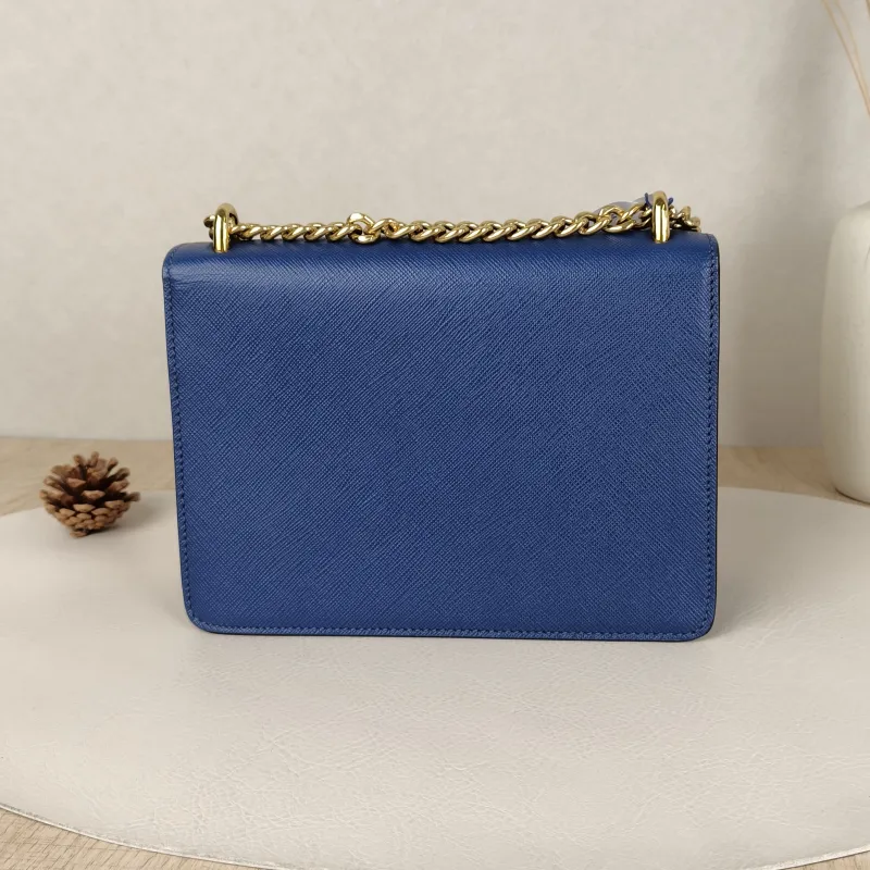 PRADA Crossbody Bag Crossbody Bag Clutch Blue Calfskin One Size20 × 7 × 14 cm — cover view 8 of 9